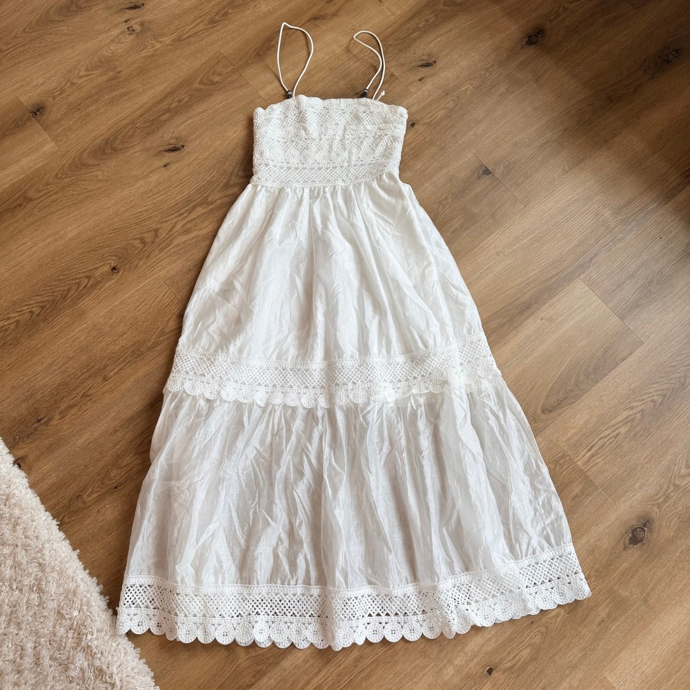 White Maxi Sundress with Lace Trim